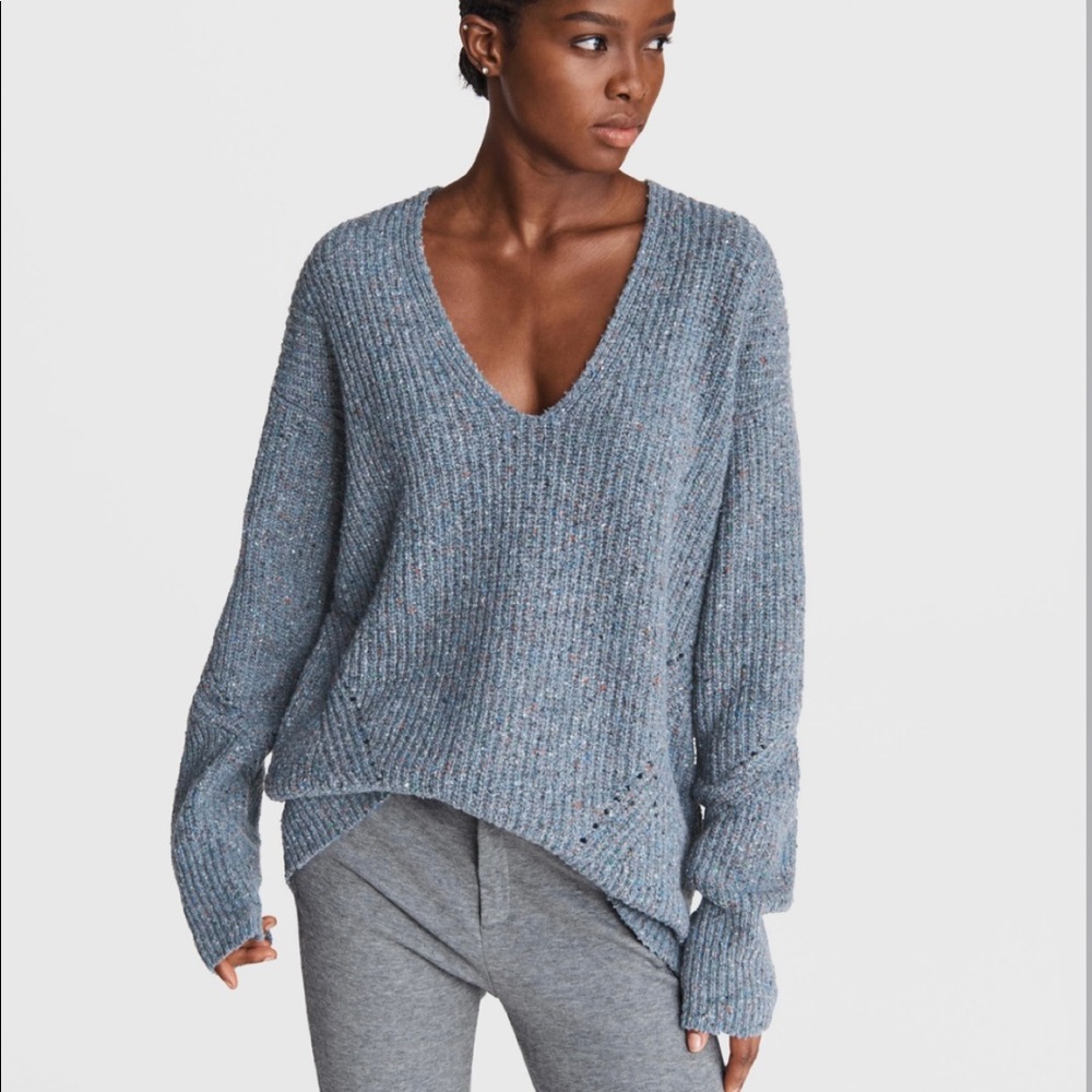 rag & bone Donegal Recycled Wool V-Neck sweater.